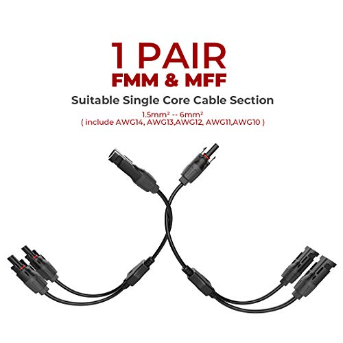 BougeRV Solar Connectors Y Branch Parallel Adapter Cable Wire Plug Tool Kit