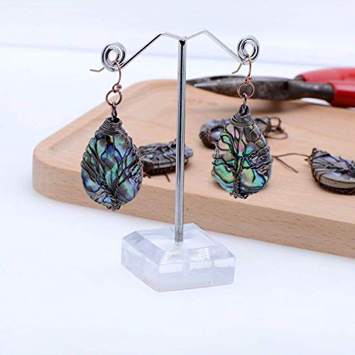 Tree of Life Hand Wrapped Sea Abalone Shell Earrings for Women