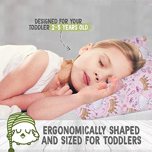 Toddler Pillow with Pillowcase - 13X18 Soft Organic Cotton Baby Pillows for Sleeping