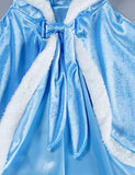 Party Chili Fur Princess Hooded Cape Cloaks Costume for Girls Dress Up Blue