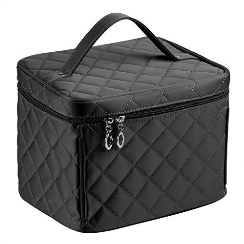Makeup Cases With Big Clear Mirror Train Cases Full Of Capacity Cosmetic Travel Bag For Organize Makeups(Black)