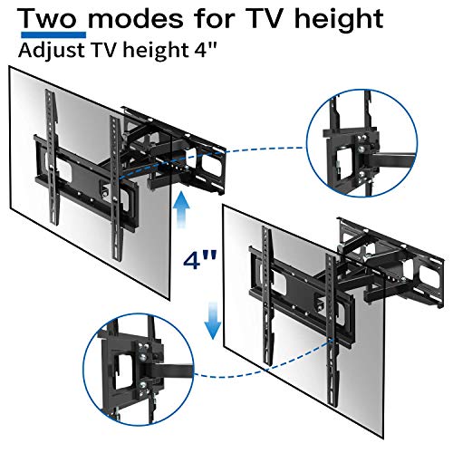 Full Motion TV Wall Mount with Height Setting, JUSTSTONE TV Bracket Fits Most 27-65 Inch