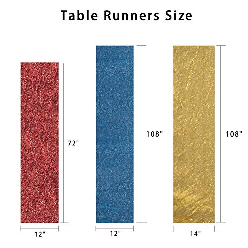 TCBESTO Aqua Blue Table Runner 12"x72" Sequin Table Runners Sparkly Glitter Metallic