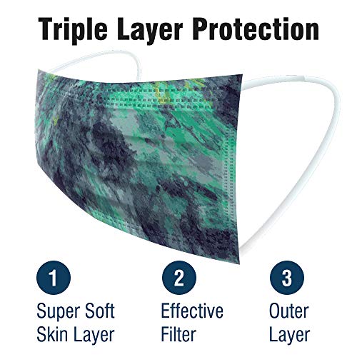 WeCare Kids Disposable Face Masks, 50 Asstd Tie Dye Masks, Individually Wrapped