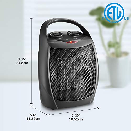 HOME_CHOICE Small Ceramic Space Heater Electric Portable Heater Fan for Home Dorm