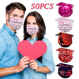 50pcs Disposable Face Mask, Valentine's Day Face Mask for Adult, Heart Shaped