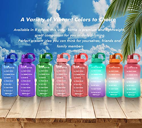 SANKUU Large 1 Gallon/128oz Gallon Water Bottle Motivational with Time Marker