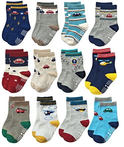 RATIVE Non Skid Anti Slip Slipper Cotton Crew Dress Socks With Grips