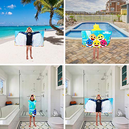 Franco Kids Bath and Beach Soft Cotton Terry Hooded Towel Wrap, 24" x 50", Baby Shark