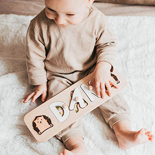 Personalized Wood Name Puzzle With Pegs & Custom Design - Toddler Name Puzzle