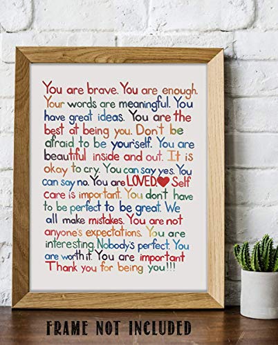 "You Are Enough-Loved-Important"- Inspirational Wall Art Print- 8 x 10" Ready