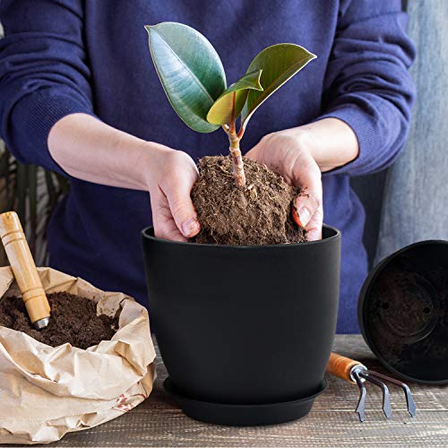 Plastic Planter, HOMENOTE 7/6/5.5/4.5/3.5 Inch Flower Pot Indoor Modern Decorative