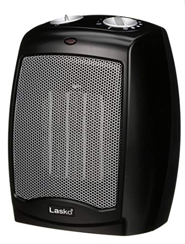 Lasko CD09250 Ceramic Adjustable Thermostat Tabletop or Under-Desk Heater, Black