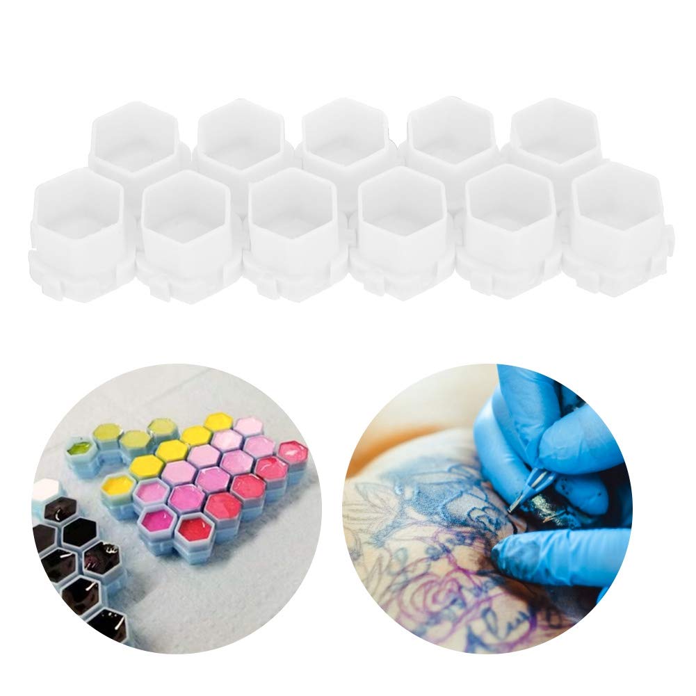 200Pcs Tattoo Ink Cups, Tattoo Pigment Ink Caps Honeycomb Shape Pigment Holder Cups Permanent Makeup Supplies For Tattooing Tattoo Machine (01#)