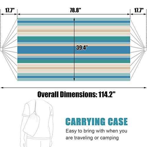 Brazilian Hammock Canvas Hammock Portable Blue Hammock with Carry Bag