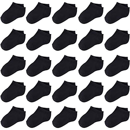 Duufin 25 Pairs Toddler Ankle Socks Low Cut Kids Half Cushion Socks Low Rise Ankle