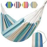 Brazilian Hammock Canvas Hammock Portable Blue Hammock with Carry Bag