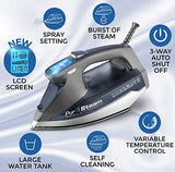 PurSteam Professional Grade 1800-Watt Steam Iron with Digital LCD Screen, 3-Way Auto-Off