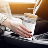 Tronco 20oz Glass Tumbler Glass Water Bottle Straw Silicone Protective Sleeve Bamboo Lid