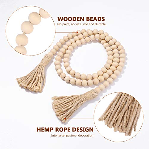 LIOOBO Wood Bead Garland Farmhouse Rustic Country Beads Holiday Decoration Wall