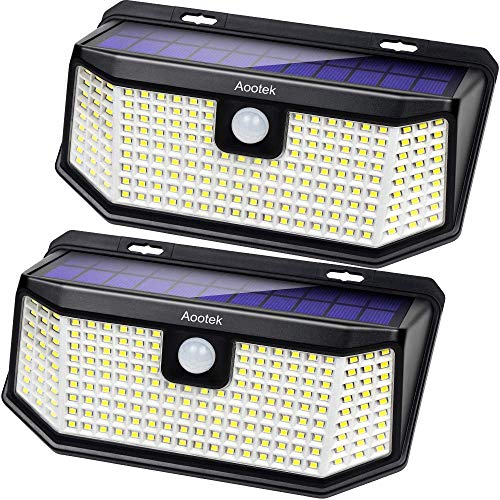 Aootek 182 Led Solar outdoor motion sensor lights upgraded Solar Panel to 15.3 in2