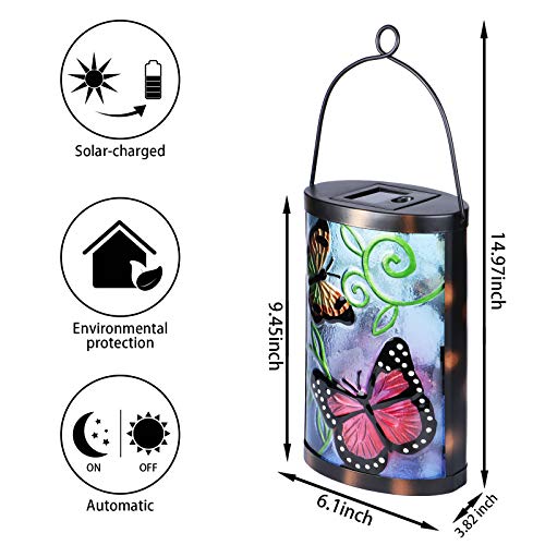 VCUTEKA Solar Hanging Lanterns Outdoor Garden Waterproof LED Butterfly Lights