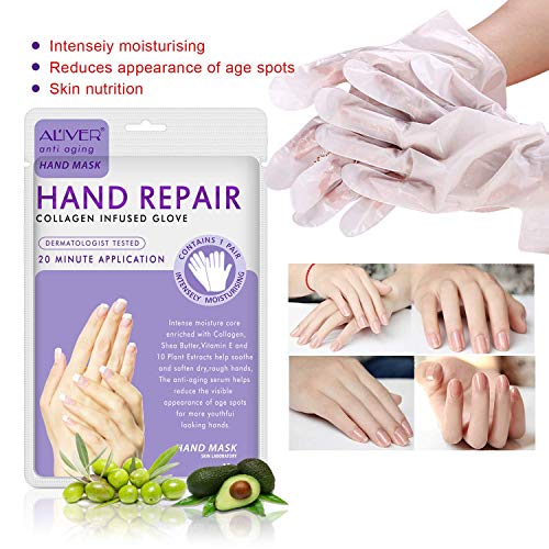 Aliver Hand Peel Mask, (5 Pack) Moisturizing Gloves,Moisturizing Natural Therapy Gloves