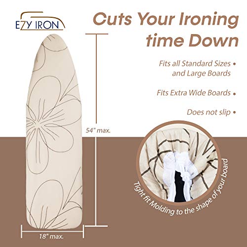 Ezy Iron Ironing Board Cover and Pad Thick Padding, Heat Reflective Fits Small