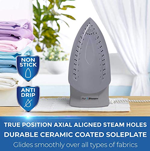 PurSteam Professional Grade 1800-Watt Steam Iron with Digital LCD Screen, 3-Way Auto-Off