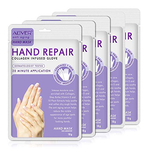 Aliver Hand Peel Mask, (5 Pack) Moisturizing Gloves,Moisturizing Natural Therapy Gloves