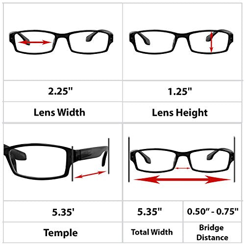 Reading Glasses -9501HP - 4 pk - 2 Black & 2 Tortoise -1.00