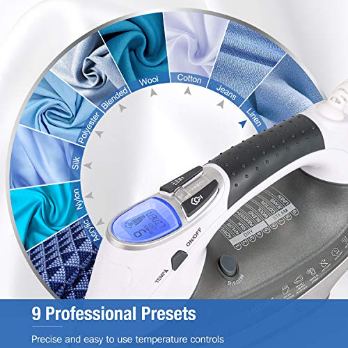 BEAUTURAL 1800-Watt Steam Iron with Digital LCD Screen, Double-Layer