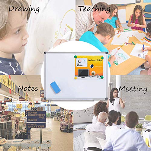 Welmors Office Magnetic White Board, Small Dry Erase Board 12'' x 16'', Aluminium