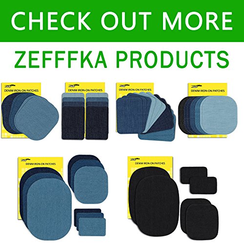 ZEFFFKA Premium Quality Denim Iron-on Jean Patches Inside & Outside Strongest Glue