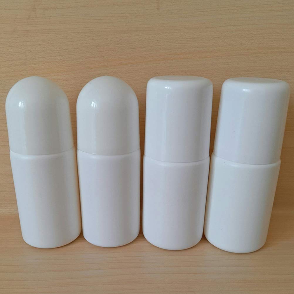 SUPVOX 10PCS Plastic Roller Bottles Empty Refillable Roll on Bottles for Essential Oil Perfume Serum Cosmetics Lotion with Plastic Roller Ball 50ML (White)