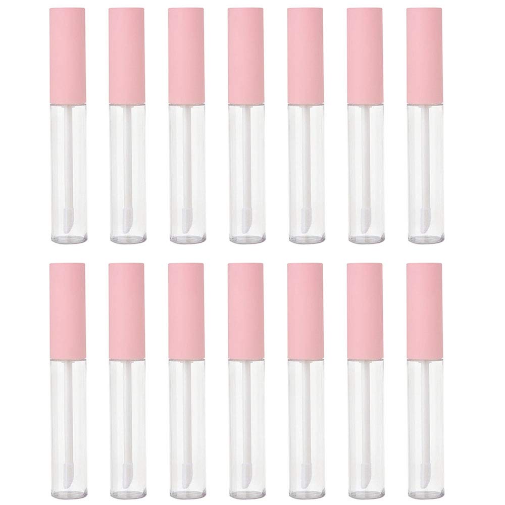 RONRONS 15 Pieces 10ml Empty Refillable Lip Gloss Bottle Tube with Pink Lid Clear Lip Balm Bottle Containers Tubes Cosmetics Sample Vials for Eyelashes Growth Oil, Makeup DIY Set