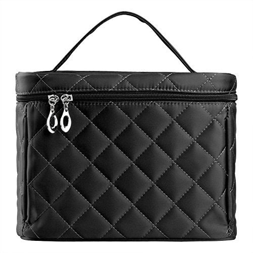 Makeup Cases With Big Clear Mirror Train Cases Full Of Capacity Cosmetic Travel Bag For Organize Makeups(Black)