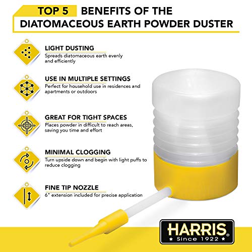 HARRIS Diatomaceous Earth Powder Duster with 6 Inch Extension Nozzle
