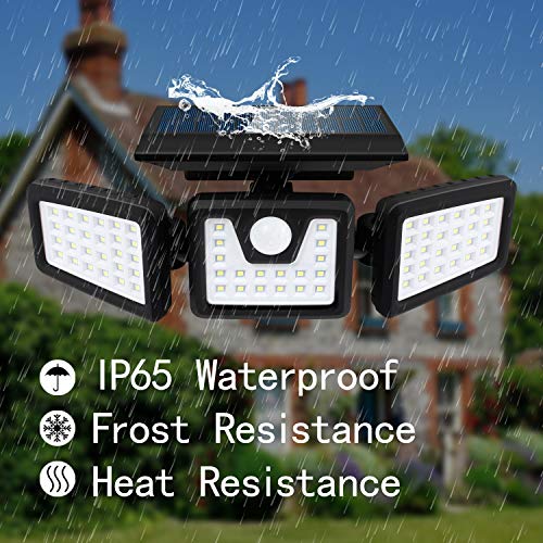 Otdair Solar Security Lights, 3 Head Motion Sensor Lights Adjustable 70LED Flood