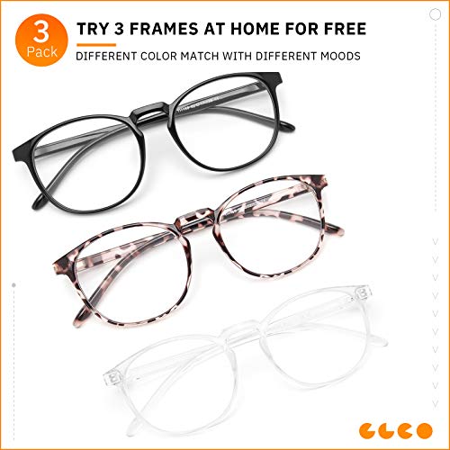 IBOANN 3 Pack Blue Light Blocking Glasses Women/Men, Round Fashion Retro Frame