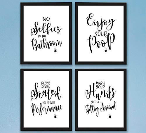 Bathroom Quotes and Sayings Art Prints | Set of Four Photos 8x10 Unframed | Great Gift