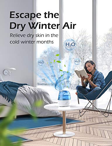 Homasy Cool Mist Humidifiers, 28dB Whisper-Quiet Humidifiers for Bedroom