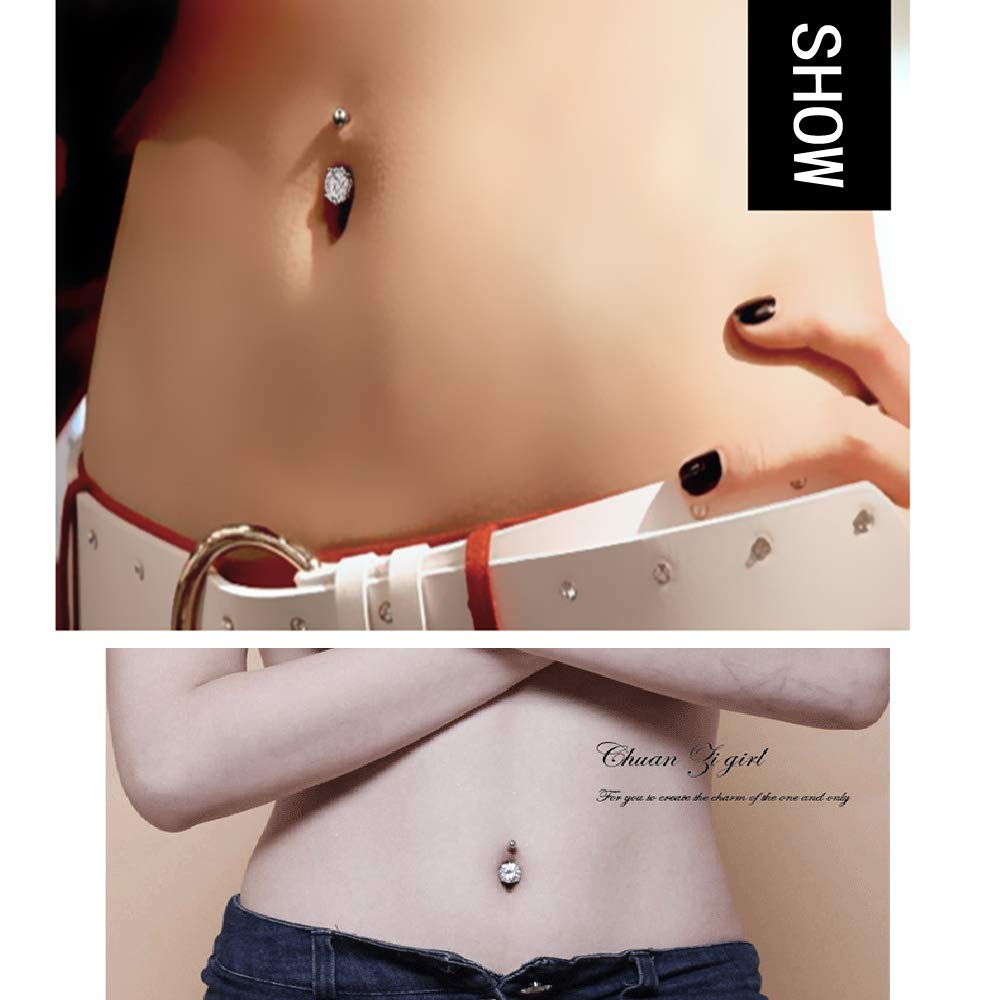 Jconly 20Pcs Professional Belly Piercing Kit 14G Belly Button Rings for Women Girls Navel Rings CZ Body Piercing, Belly Piercings