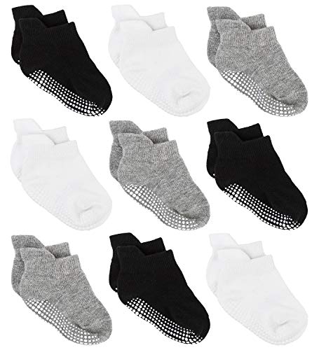 Zaples Baby Non Slip Grip Ankle Socks with Non Skid Soles for Infants Toddlers Kids Boy