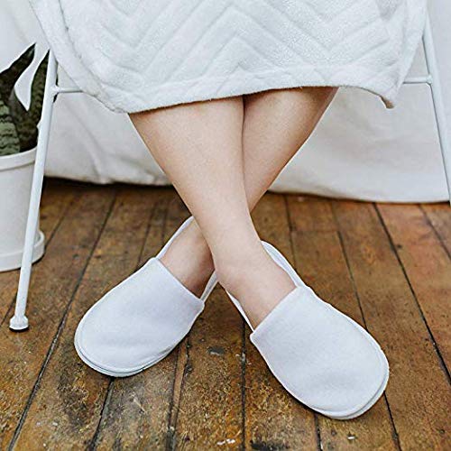 Rocutus 12 Pair Disposable Slippers,Disposable Slippers Bulk Guest Slippers,Fit Up to US Men Size 8 Women Size 9,Non-Slip Slippers for Hotel, Home, Guest Use,Train,Travel Use (12 Pair)