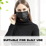 50 Pack Individually Wrapped Disposable Black Face Mask Cover for Adults, Single Use