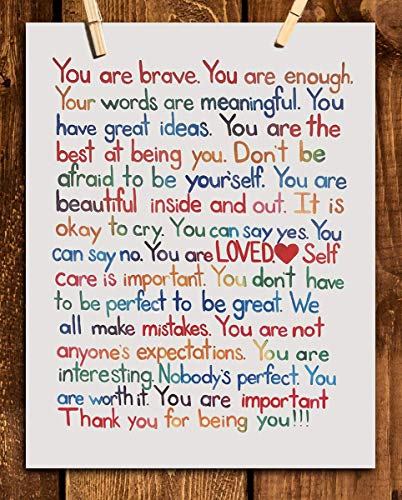 "You Are Enough-Loved-Important"- Inspirational Wall Art Print- 8 x 10" Ready