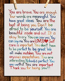 "You Are Enough-Loved-Important"- Inspirational Wall Art Print- 8 x 10" Ready