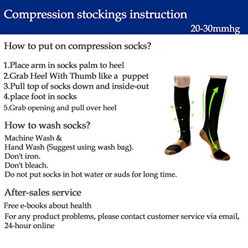5 Pairs Copper Compression Socks for Men & Women 20-30 mmHg