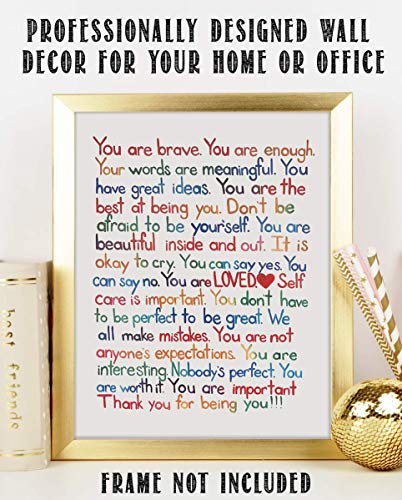 "You Are Enough-Loved-Important"- Inspirational Wall Art Print- 8 x 10" Ready